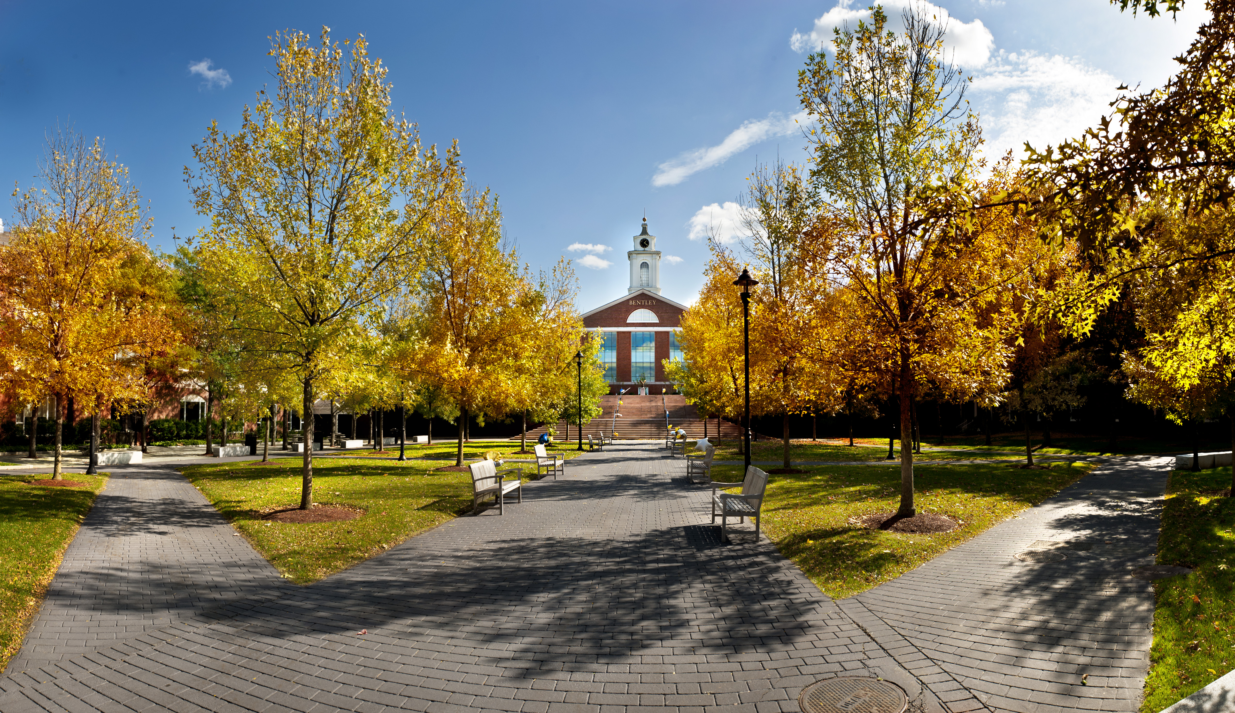 Bentley campus in the fall 