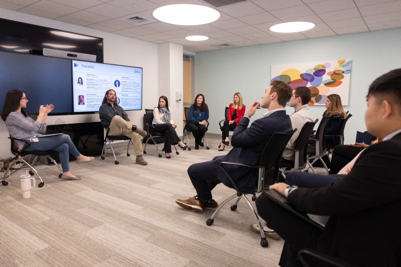 Five Boston Scientific employees — all Bentley alumni — share their personal and professional experiences with Bentley students.