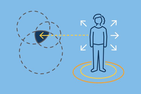 Icon with visuals representing directions a person can go, and how bentley can help point them the right way
