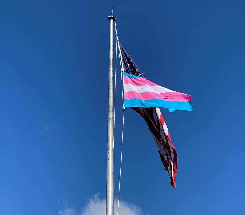 Trans flag on campus