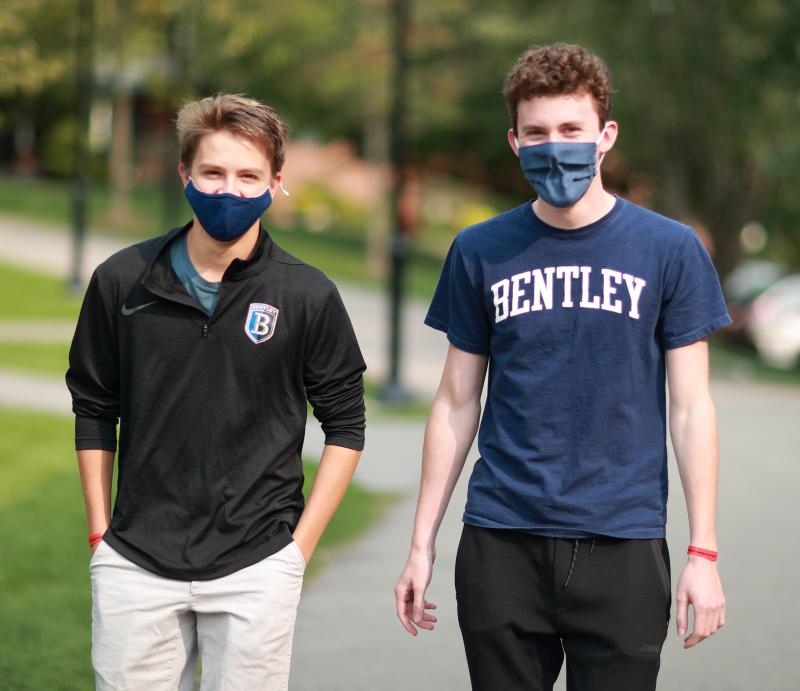 Students in masks on campus