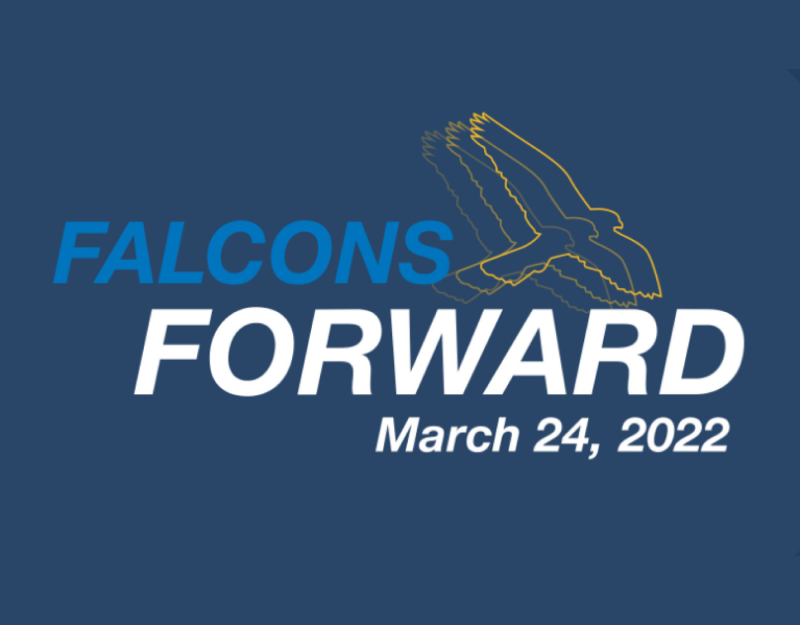 Falcons forward logo with a falcon flying