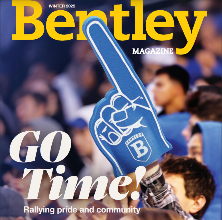 cover of the magazine with a foam finger
