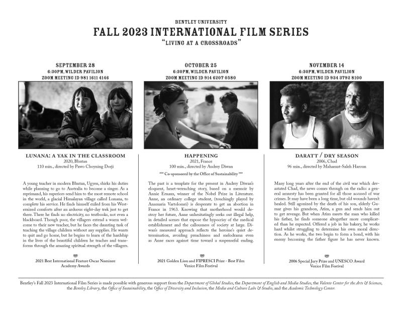 Fall 2023 international film series poster