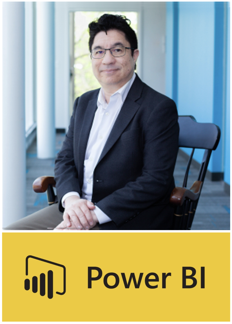 Photo of Clifton Chow, with Power BI logo