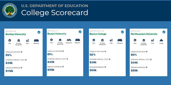 Four colleges compared in College Scorecard